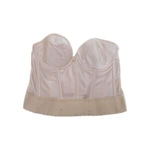 Vtg Carnival Pink Low Plunge Pointy Cup Underwire Longline Bustier Bra Sz 36C